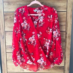 Kut From The Kloth - Jenalee Surplice Blouse - Red - Medium